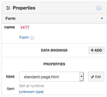 The html property sets the file to base the Form on.