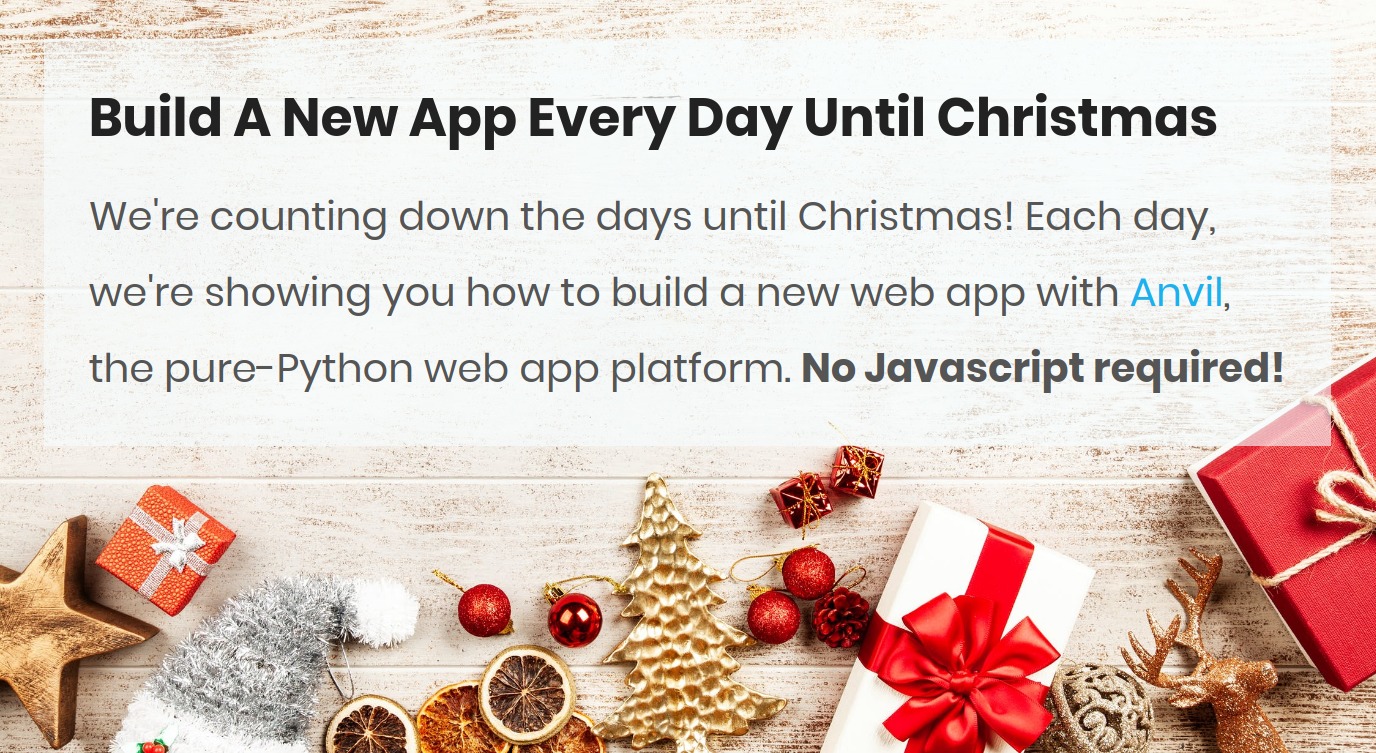 Anvil An Advent Calendar of Python Web Apps