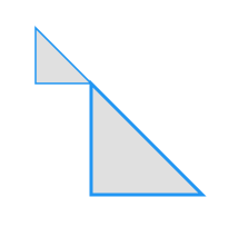 Two of the triangles the example in the 'Path drawing' section creates, but one is half the size and at half the x,y position.