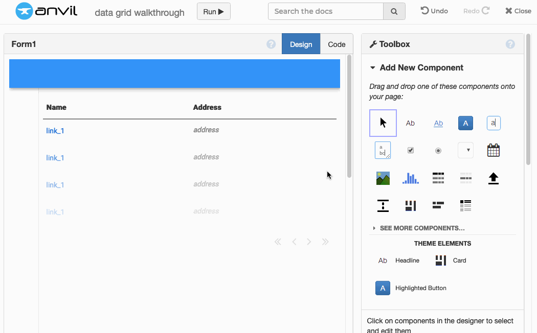 Making the DataRowPanel link interactive