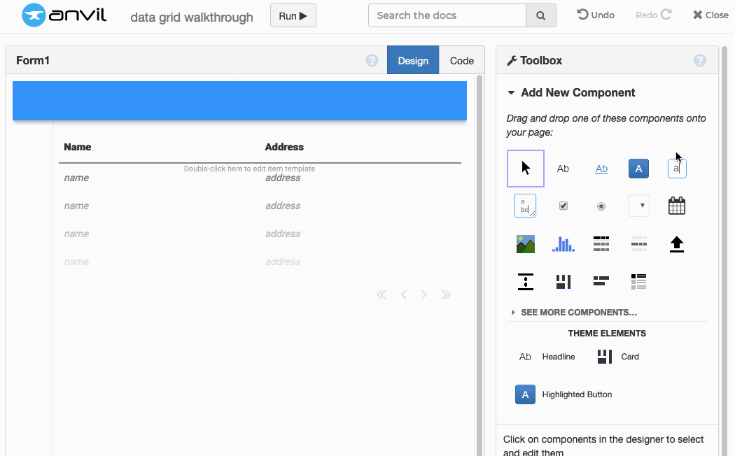 Customising the DataRowPanel