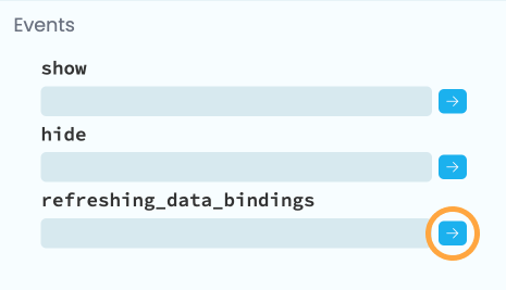 Accessing the refreshing_data_bindings event handler from the properties panel.