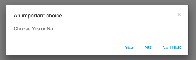 An alert saying 'An important choice' with buttons saying Yes, No and Neither