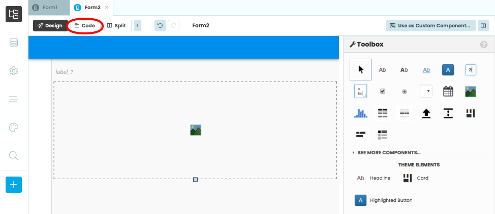 Switching to Code View of Form2