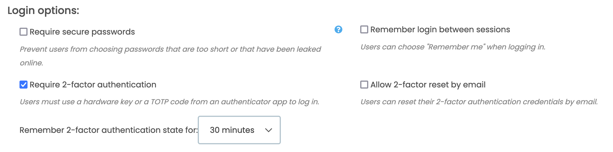 Remember two-factor authentication state