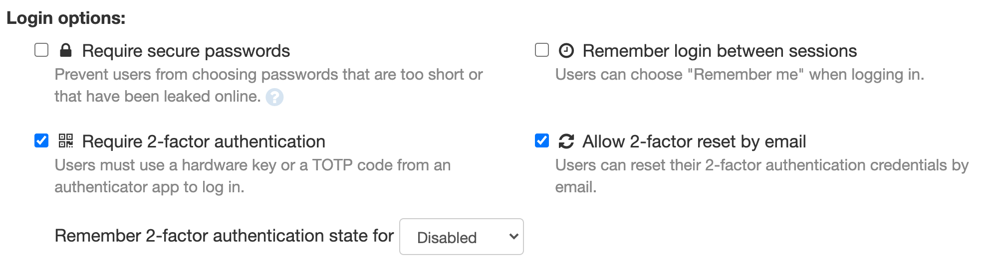 Users Service login options