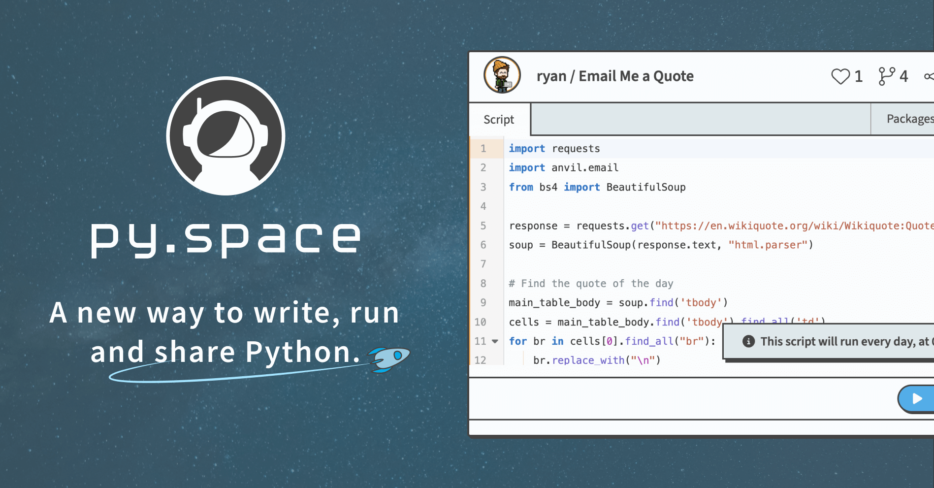 Blast off into py.space!