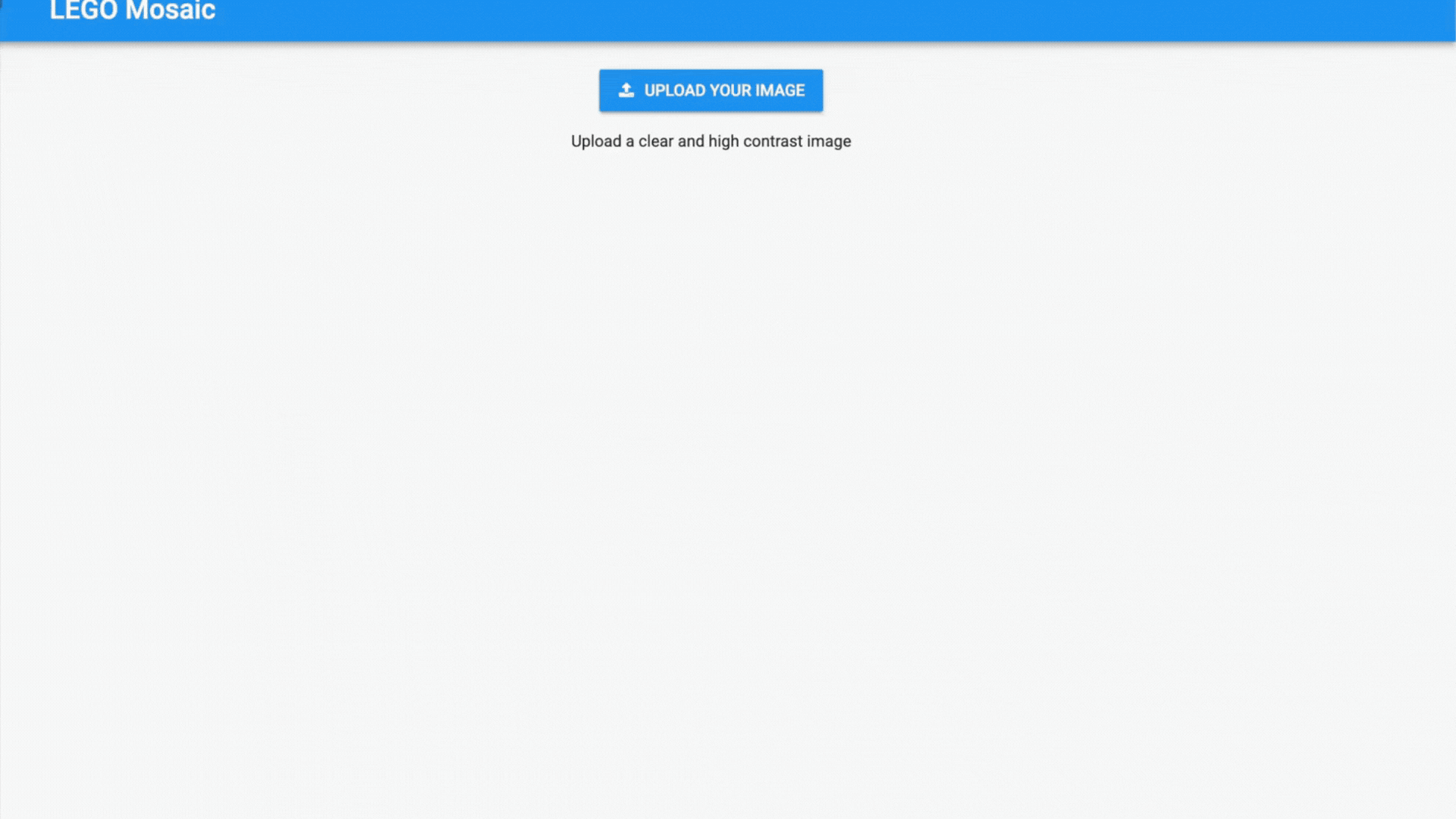 Full workflow demonstration from image upload through processing to viewing and downloading the final LEGO mosaic