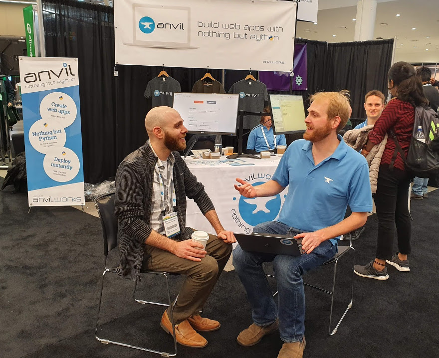Allan and Meredydd catching up at PyCon 2019