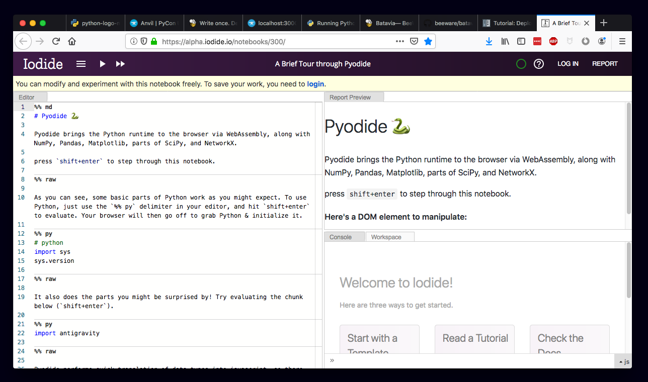 Iodide: like Jupyter Notebooks in the browser.