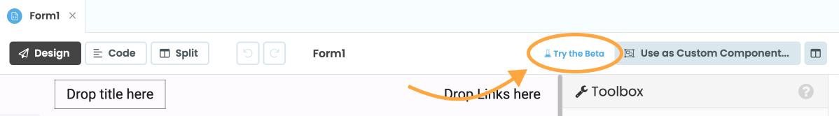 The Try the Beta link, at the top of the Form editor