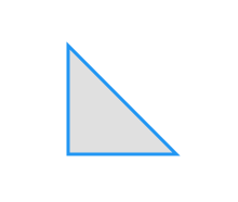 A right-angle triangle with blue outline and grey interior, drawn using the Canvas code above.