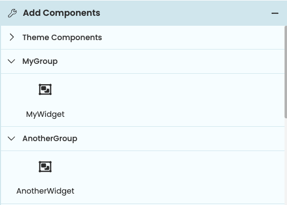 Two custom components organised into groups in the Toolbox