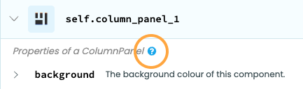 Click this question mark for
component docs.