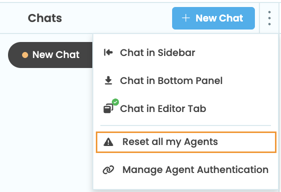 Reset all my Agents option in the chat window menu