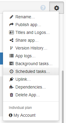 The Gear Menu with Scheduled Tasks highlighted.