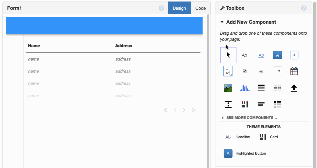 Adding a component to your DataRowPanel