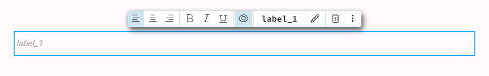 The new menu to edit a Label component
