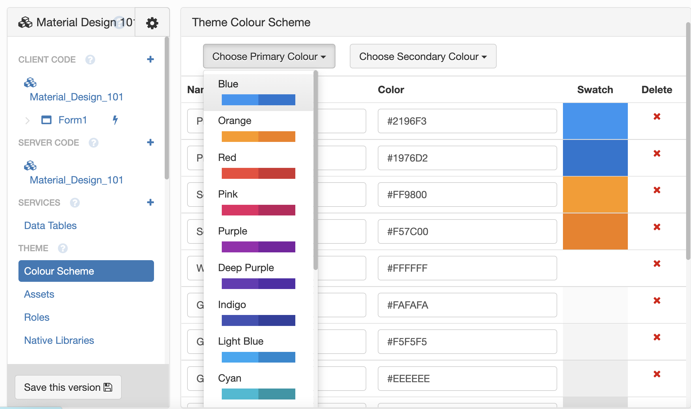 Changing the Primary Colour in a Material Design app
