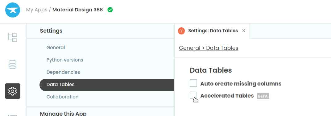 Click here to enable Accelerated Tables