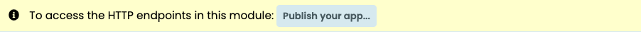 Message at bottom of Server Module, prompting you to publish your app