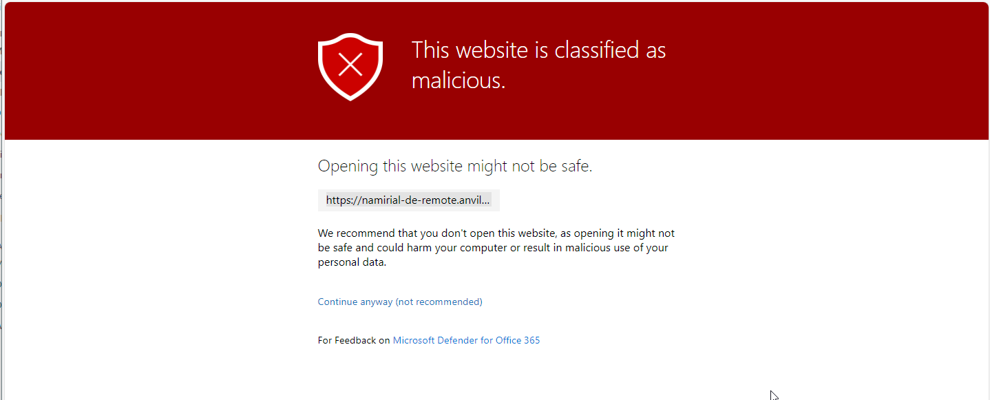 Anvil APP detected as malicious from Office 365 Defender - Anvil 