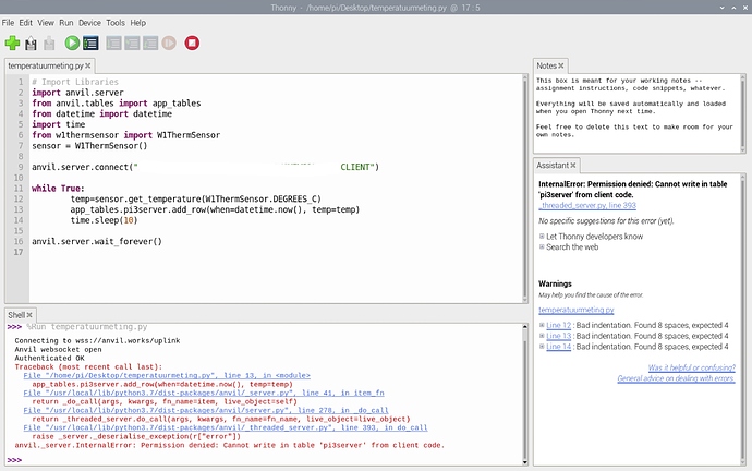Python code on Client