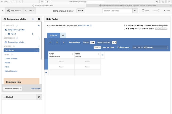 Datatable on Anvil