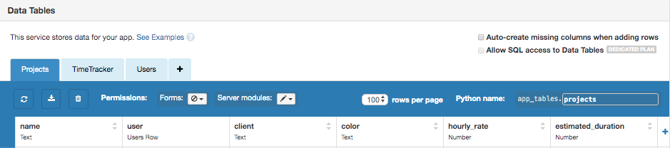 Data Table Structure