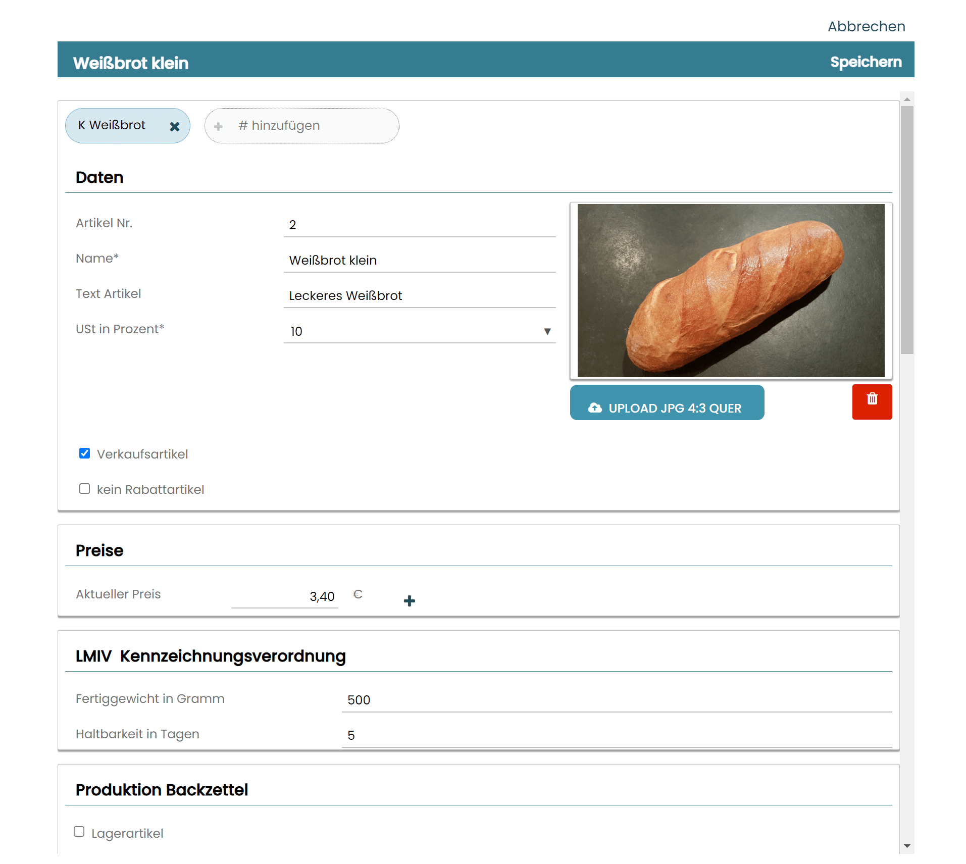 Updating product inventories with Mark.One Bakery