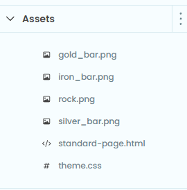 Screenshot of a list of the app's asset files