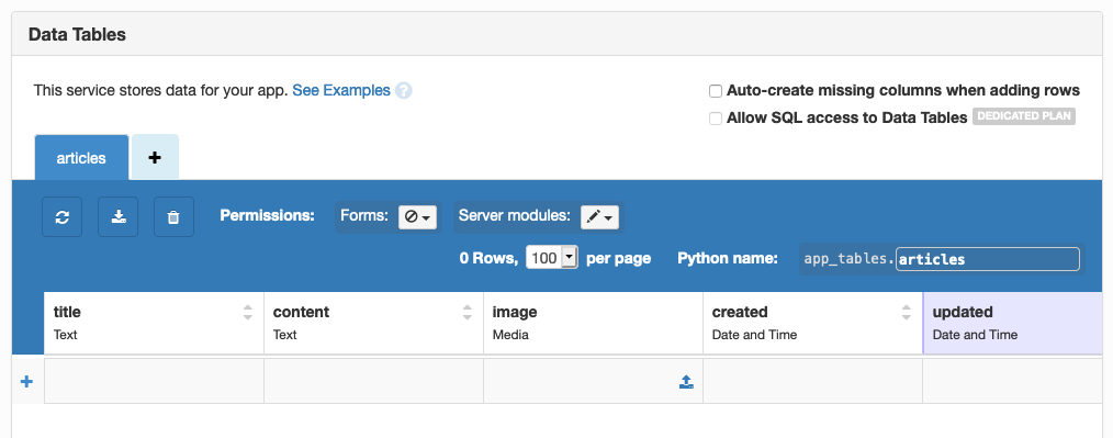 Database schema