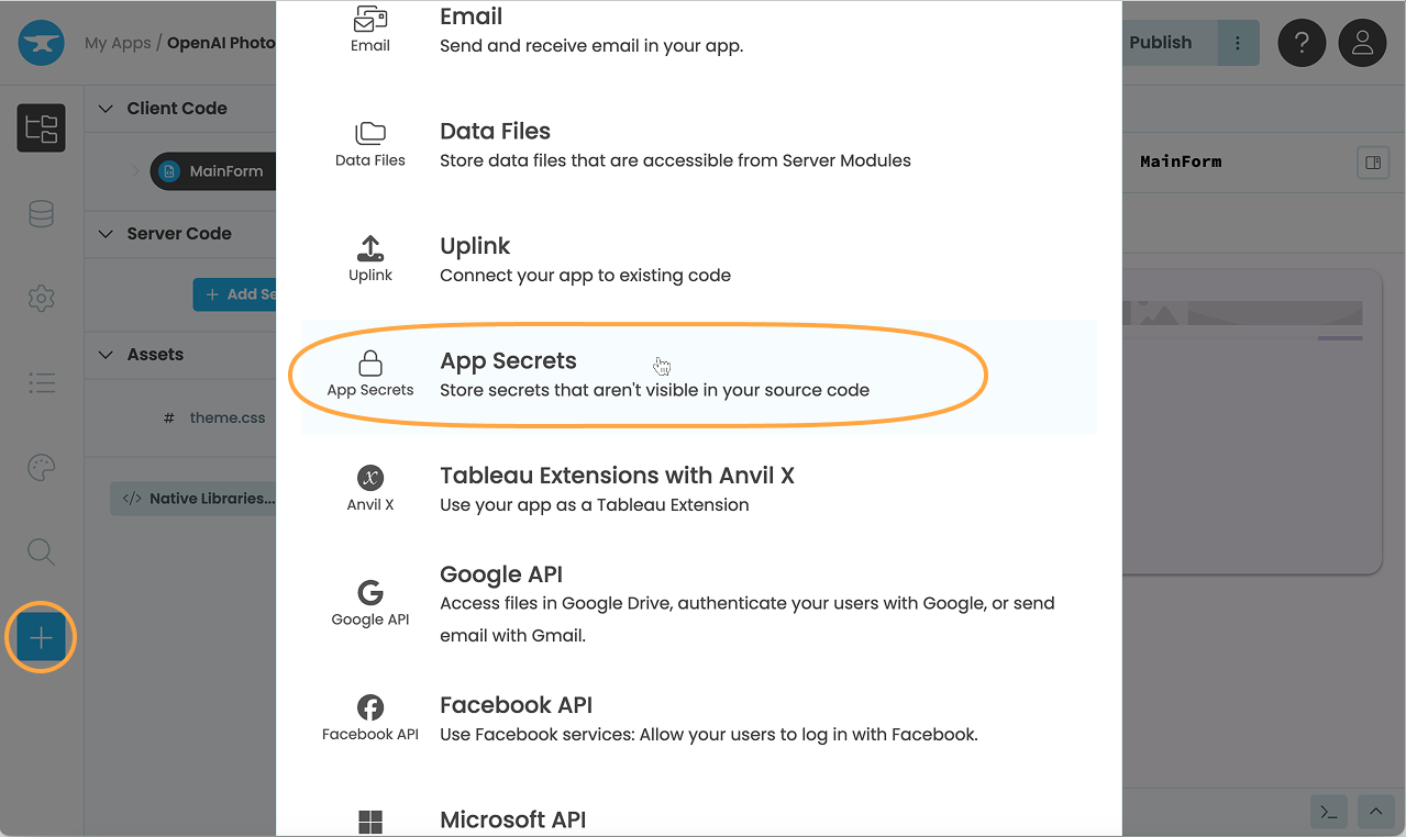 Adding App Secrets service