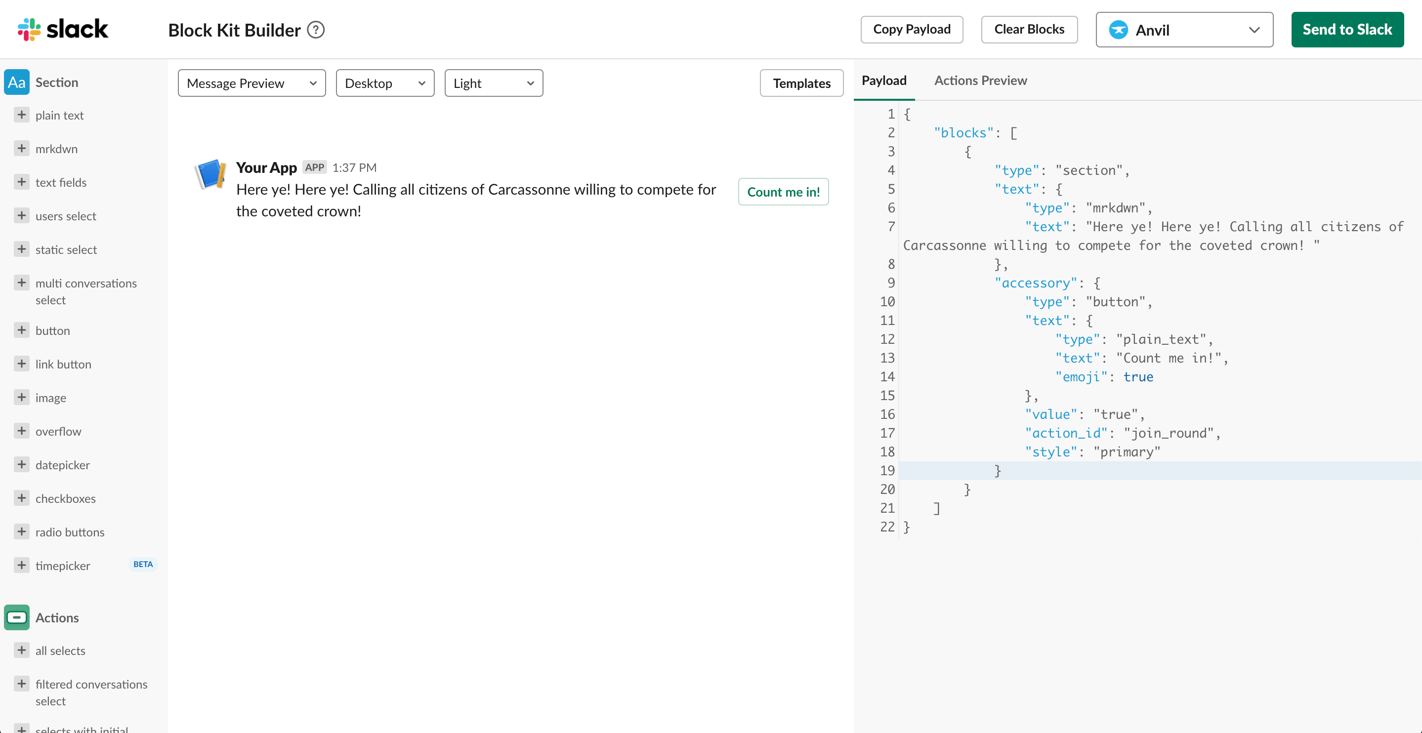 slack markdown table