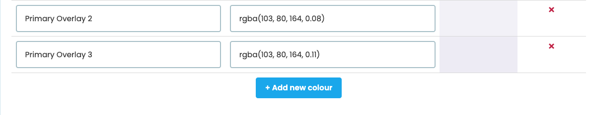 At the bottom of Colour Scheme page, the button to add a new colour to colour scheme